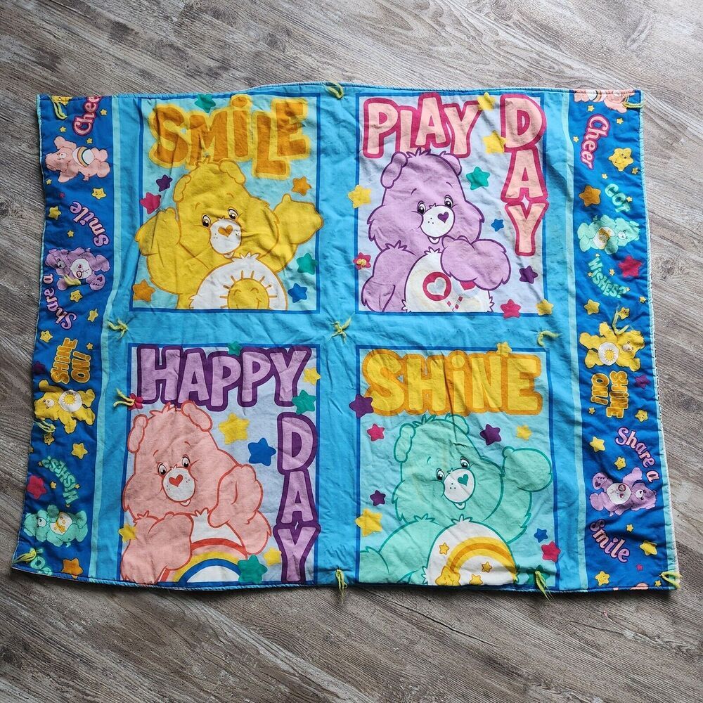 Care Bears Handmade‎ Baby Crib Quilt Lap Blanket 32" x 40" Bedtime Wish Share